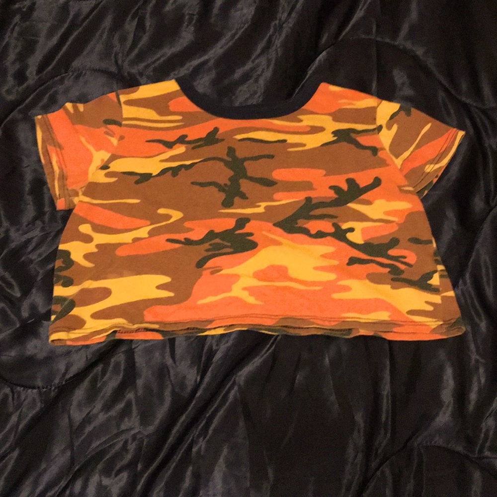 Orange camp crop top